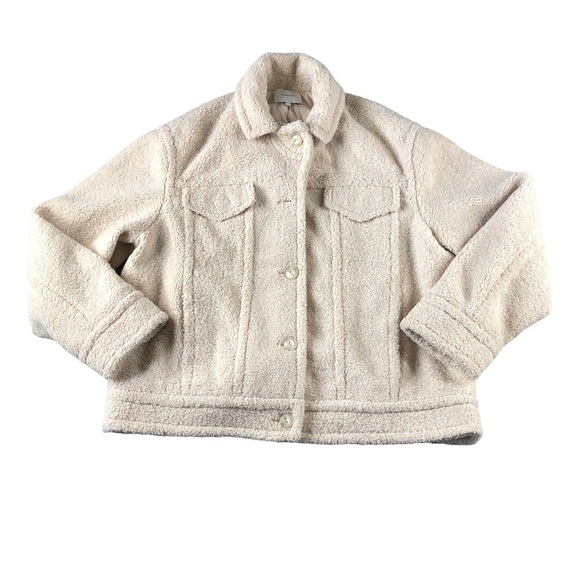 Vince Sherpa Button Up Shearling Overcoat Cabincore Warm Cozy Winter Cottagecore - Picture 1 of 10